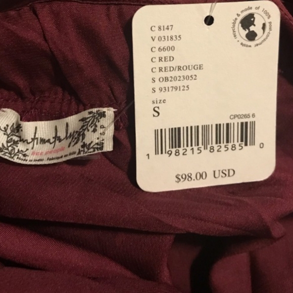 Free People Morning Kiss Embroidered Mini Slip Dress in Dark Red S - Picture 11 of 11